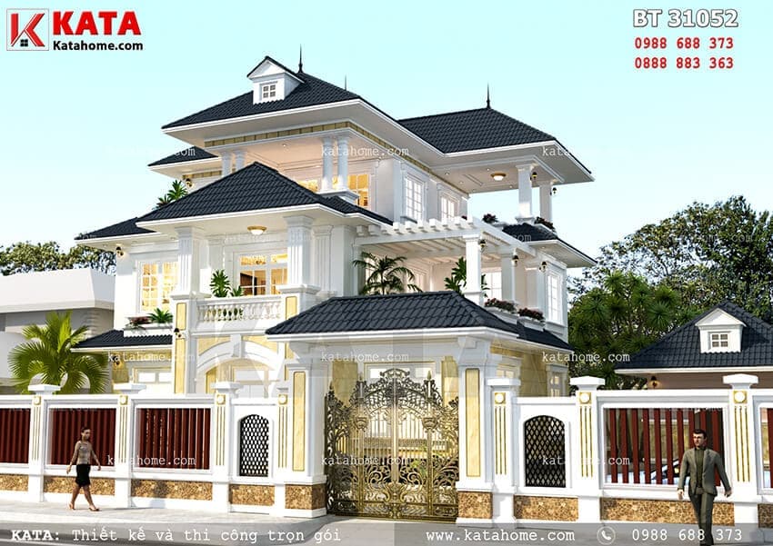 Thiết kế biệt thự đẹp 3 tầng mái Thái tại Thanh Hóa – Mã số: BT 31052