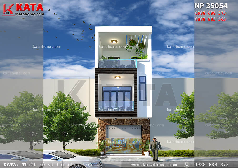 Mẫu bản vẽ thiết kế nhà lô phố 3 tầng tại Cao Bằng – Mã số: NP 35054 (Nguồn: https://katahome.com/)