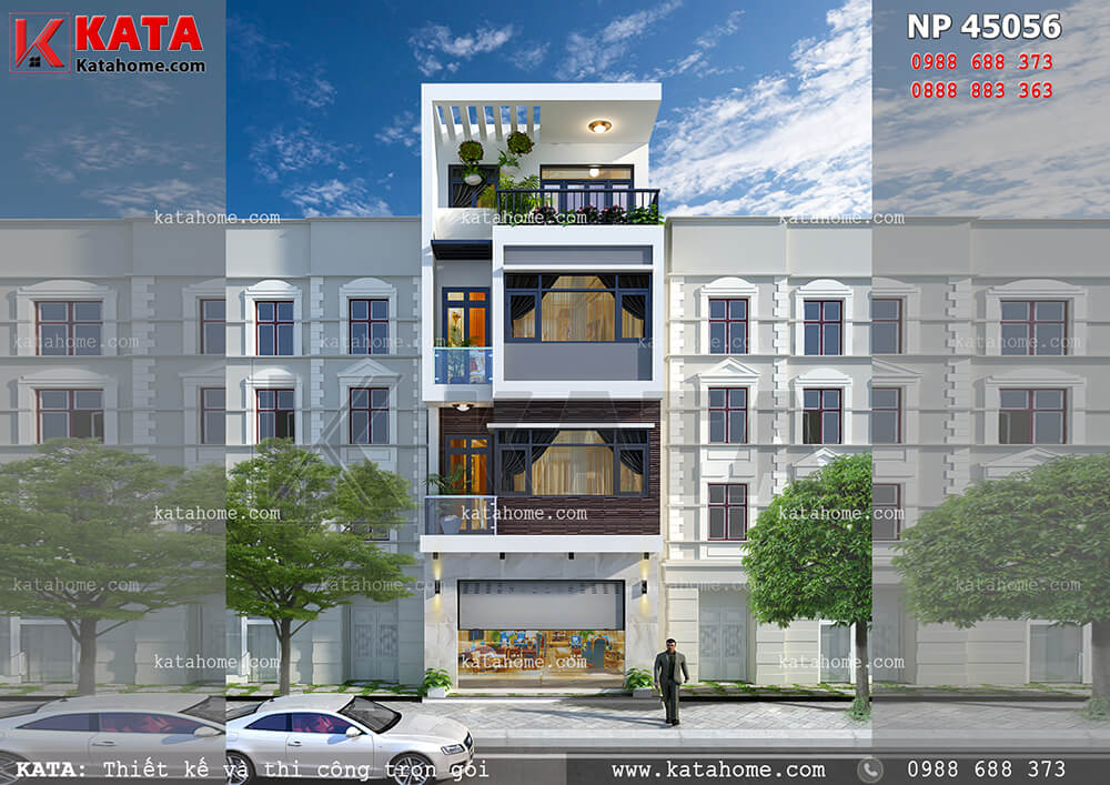 Mẫu thiết kế nhà phố 4 tầng tại Hưng Yên – Mã số: NP 45056