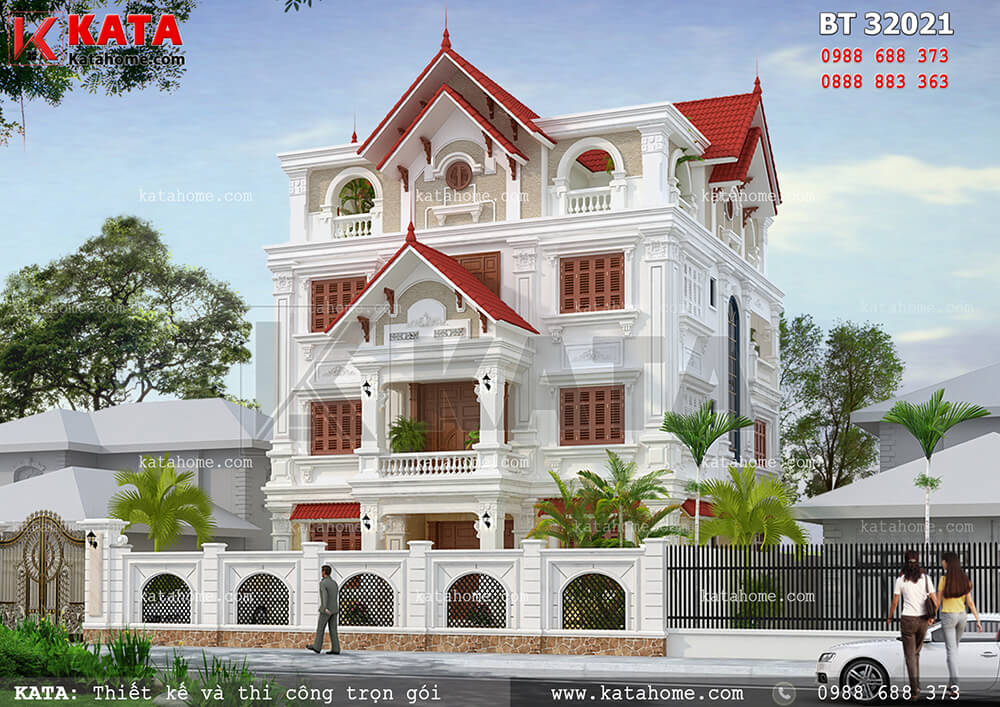 Thiết kế biệt thự pháp 4 tầng tân cổ điển tại Lạng Sơn – Mã số: BT 32021 (Nguồn ảnh: https://katahome.com/thiet-ke-biet-thu/mau-biet-thu-phap/)